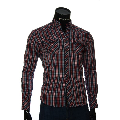 Мужская приталенная рубашка в клетку GF 0114-5