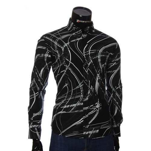 Мужская приталенная рубашка в узор NP 1110-1
