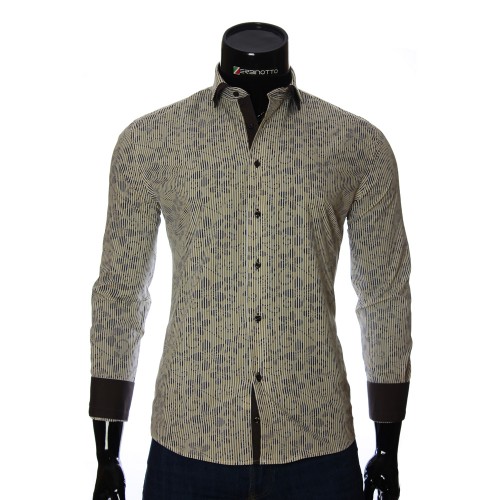 Мужская приталенная рубашка в узор NP 1280-2