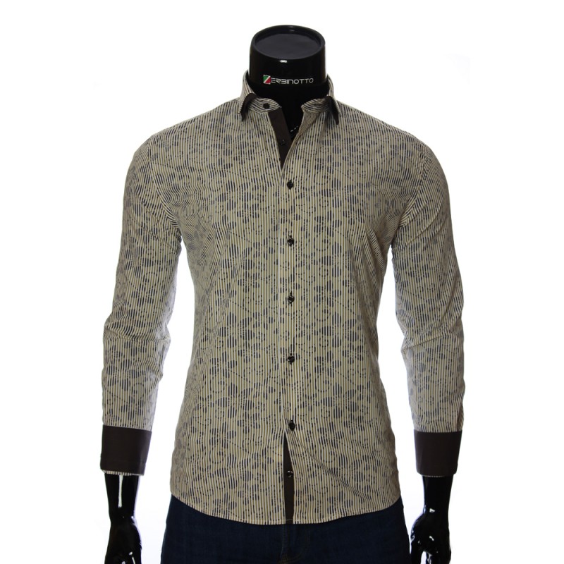 Мужская приталенная рубашка в узор NP 1280-2