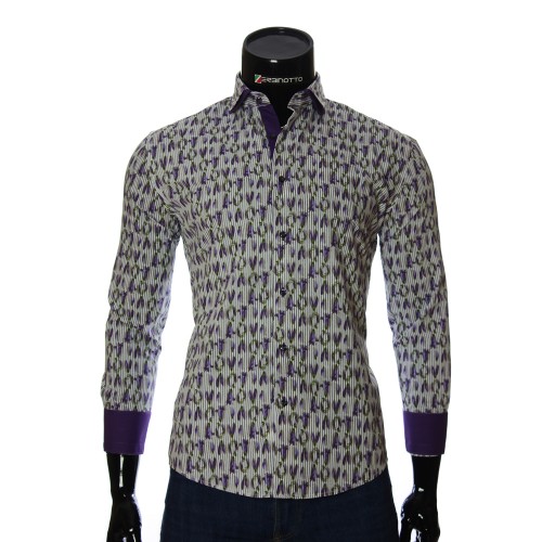 Мужская приталенная рубашка в узор NP 1280