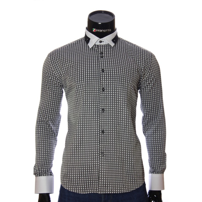 Мужская приталенная рубашка в клетку NP 1570-6