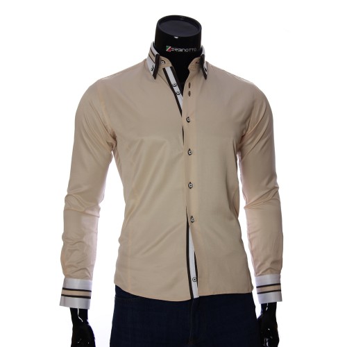 Мужская однотонная приталенная рубашка VV 1771-9