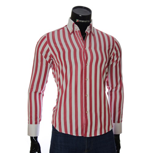Мужская приталенная рубашка в полоску BEL 1855-1