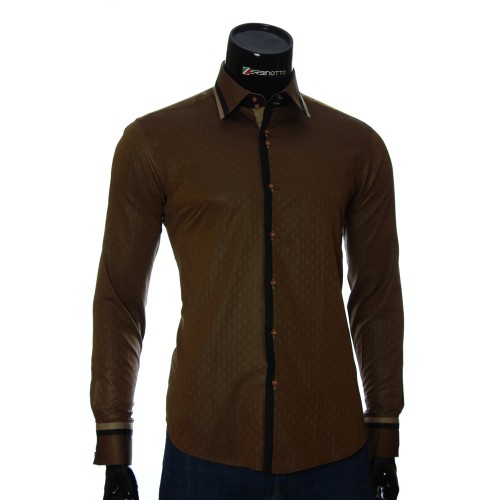 Мужская приталенная рубашка в узор BEL 1856-7