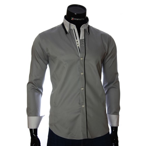 Мужская однотонная приталенная рубашка DS 1858-10