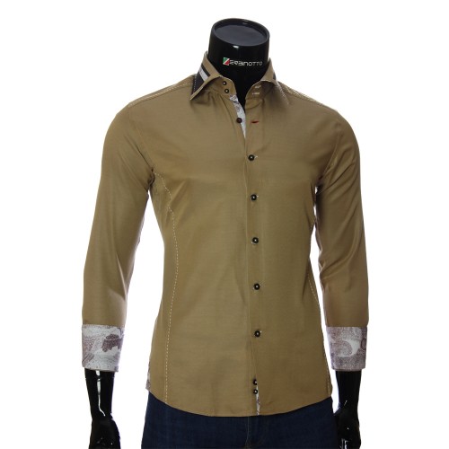Мужская однотонная приталенная рубашка BEL 1864-24