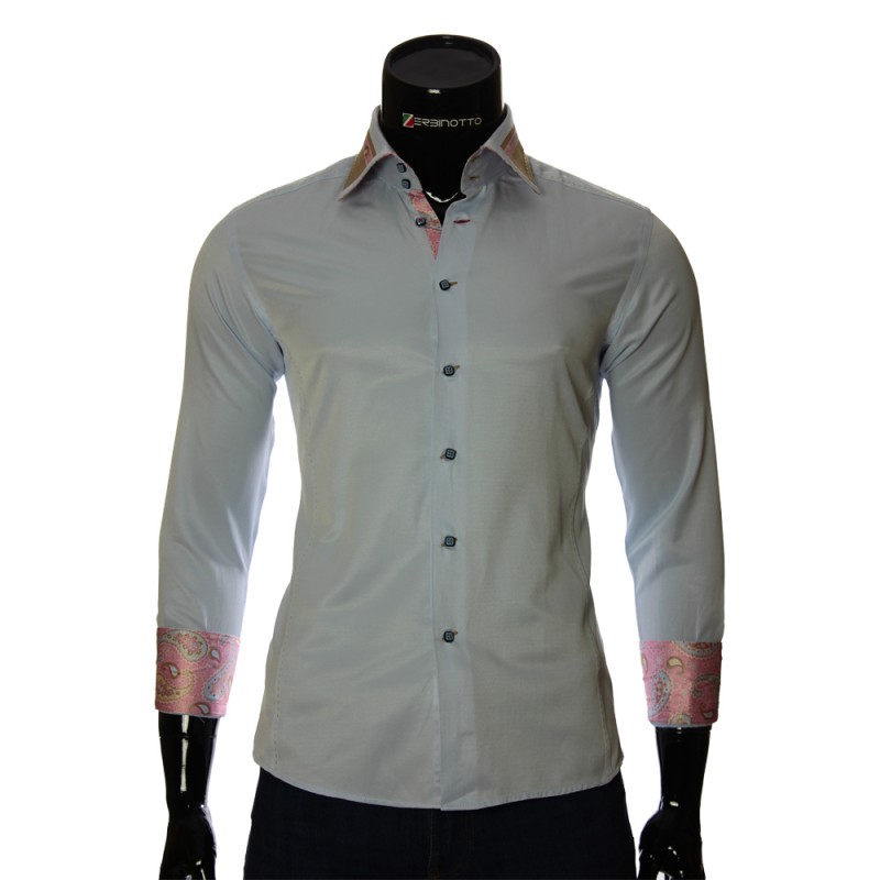 Мужская однотонная приталенная рубашка BEL 1864-29