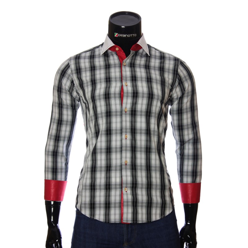 Мужская приталенная рубашка в клетку BEL 1868-4