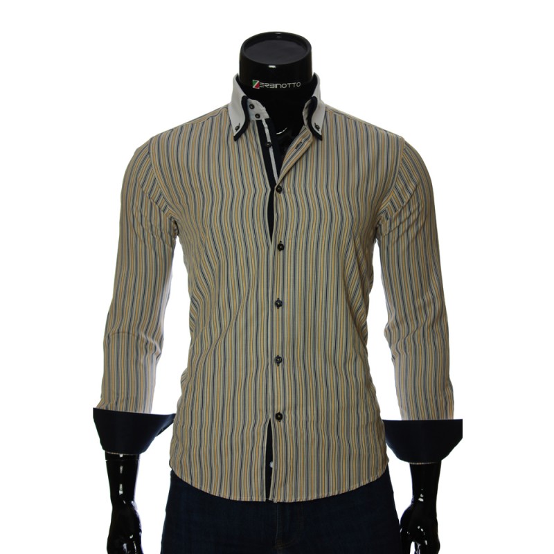 Мужская приталенная рубашка в полоску BEL 1871-17