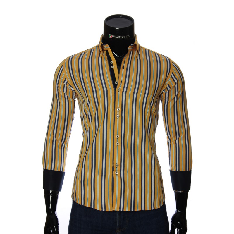 Мужская приталенная рубашка в полоску BEL 1878-3