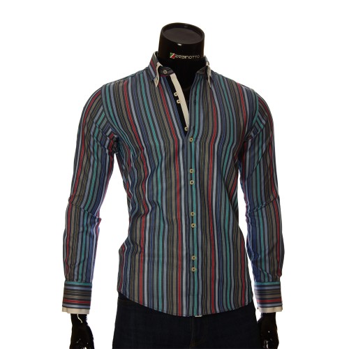 Мужская приталенная рубашка в полоску BEL 1878-19