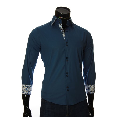 Мужская однотонная приталенная рубашка LG 1879-7