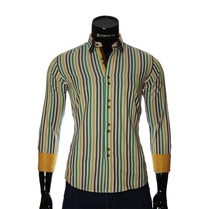 Мужская приталенная рубашка в полоску BEL 1880-6