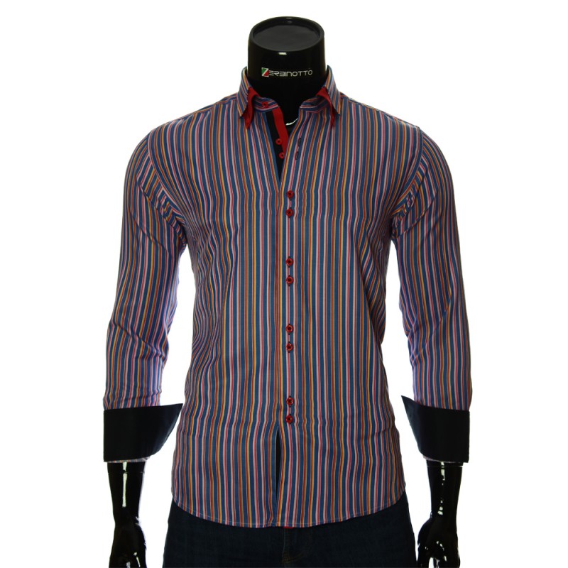 Мужская приталенная рубашка в полоску BEL 1880-16