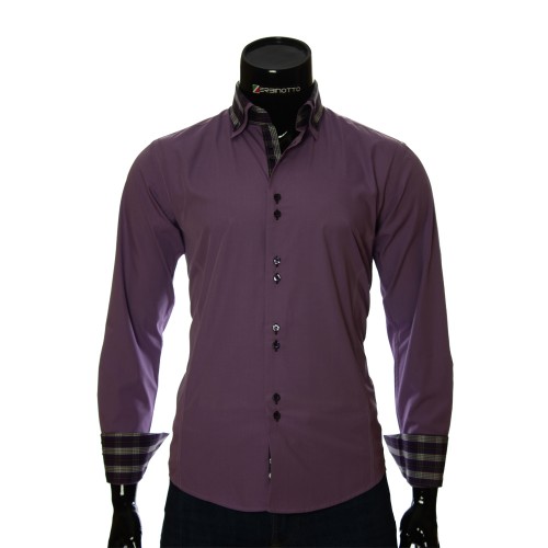 Мужская однотонная приталенная рубашка LG 1882-1
