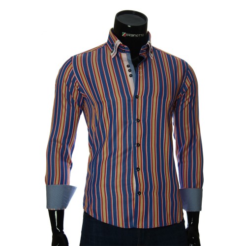 Мужская приталенная рубашка в полоску VEN 1885-2