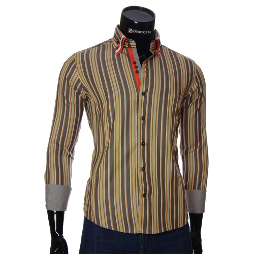 Мужская приталенная рубашка в полоску VEN 1885-3