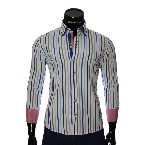 Мужская приталенная рубашка в полоску VEN 1885-12