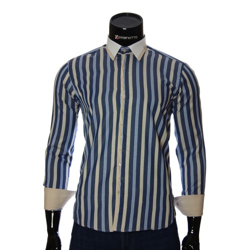 Мужская приталенная рубашка в полоску BEL 1896-11