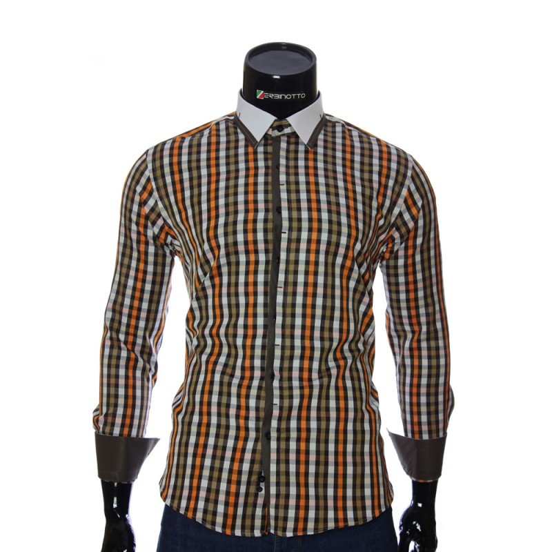 Мужская приталенная рубашка в клетку BEL 1896-25