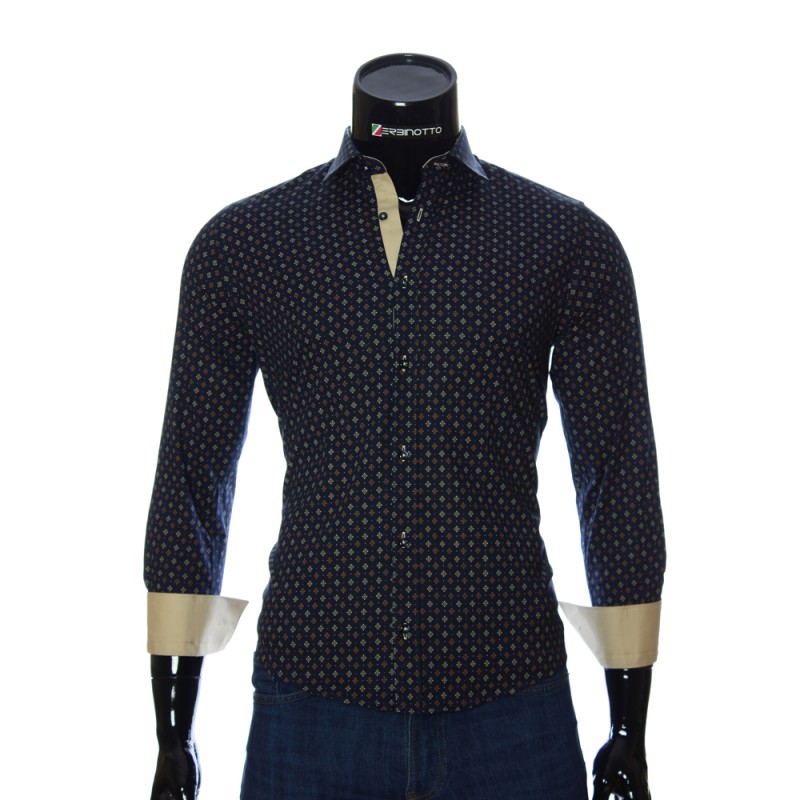 Мужская приталенная рубашка в узор BEL 1916-5