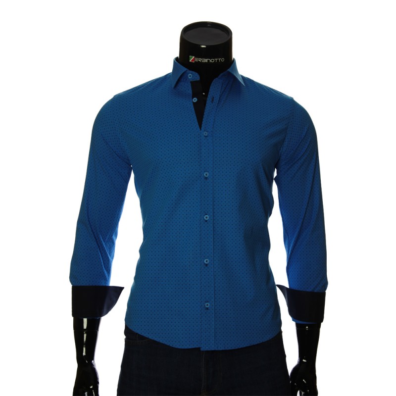 Мужская приталенная рубашка в узор BEL 1916-9