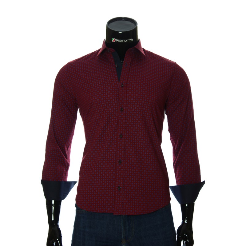 Мужская приталенная рубашка в узор BEL 1916-11