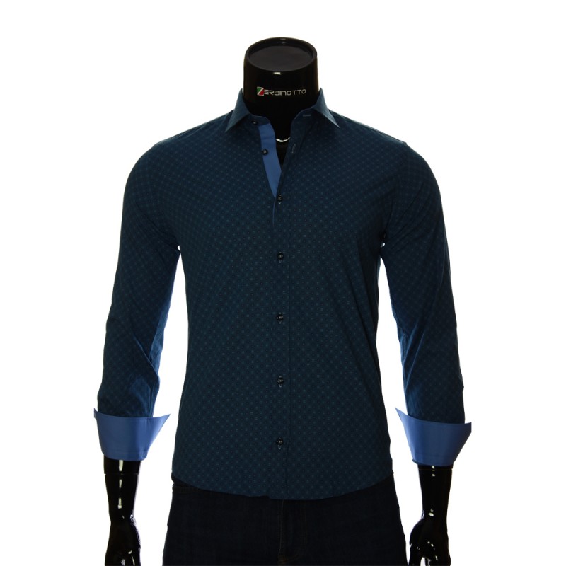 Мужская приталенная рубашка в узор BEL 1916-15