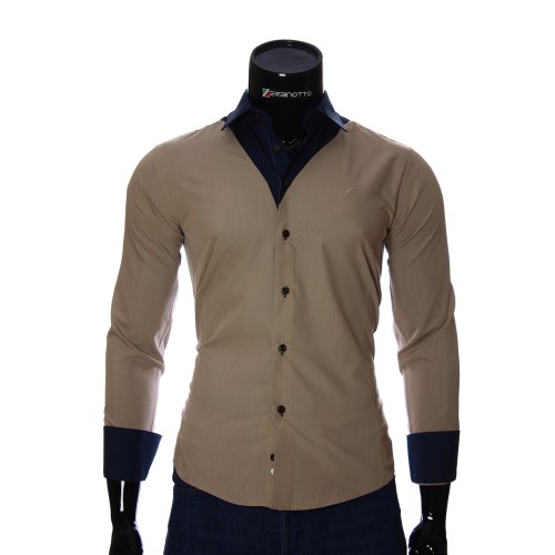 Мужская однотонная приталенная рубашка LG 1928-1
