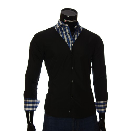 Мужская однотонная приталенная рубашка LG 1928-3