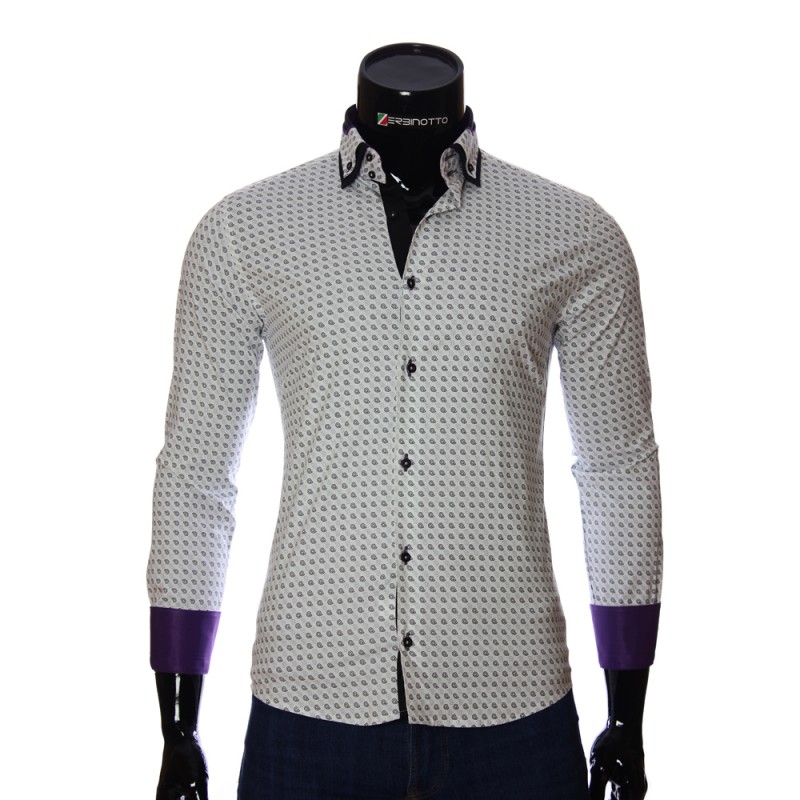 Мужская приталенная рубашка в узор NP 2453-2