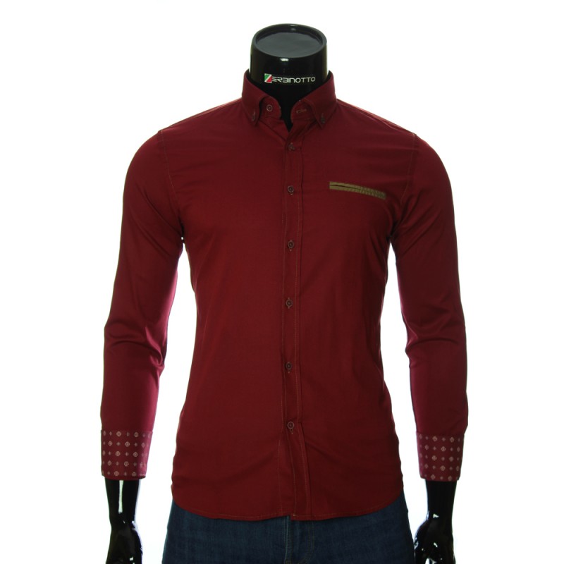 Мужская однотонная приталенная рубашка NP 2908-1