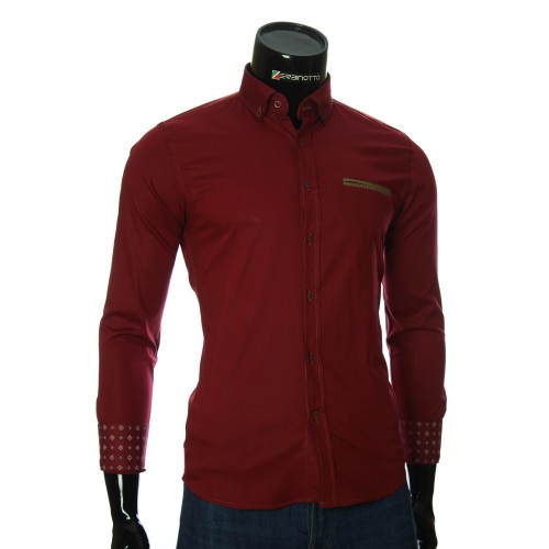 Мужская однотонная приталенная рубашка NP 2908-1