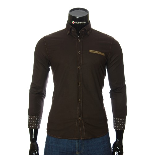 Мужская однотонная приталенная рубашка NP 2908-2