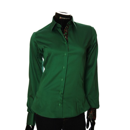 Жіноча однотонна приталена сорочка IZ 011