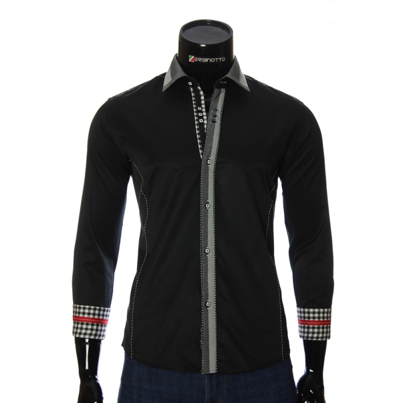 Мужская однотонная приталенная рубашка MM 1937-2