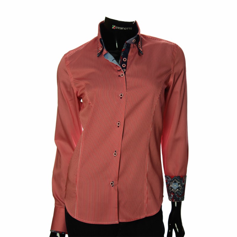 Женская приталенная рубашка в полоску IMK 1029-1