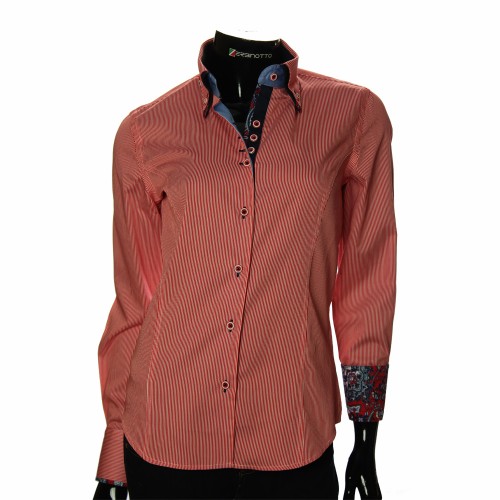 Женская приталенная рубашка в полоску IMK 1029-7
