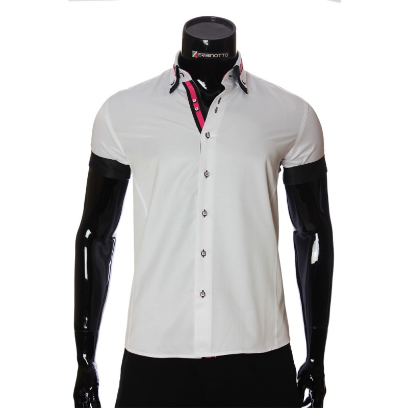 Men`s Slim Fit plain shirt with short sleeve MM 919-1