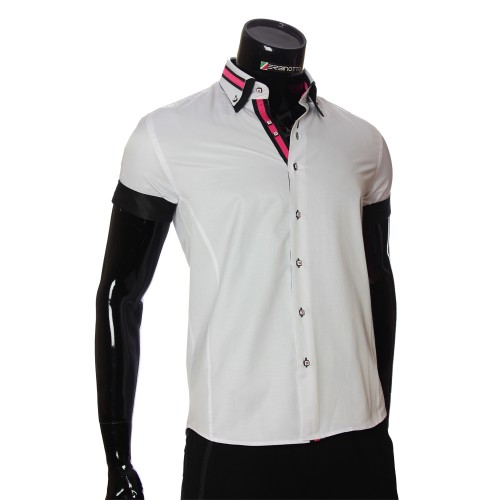 Мужская однотонная рубашка с коротким рукавом MM 919-1