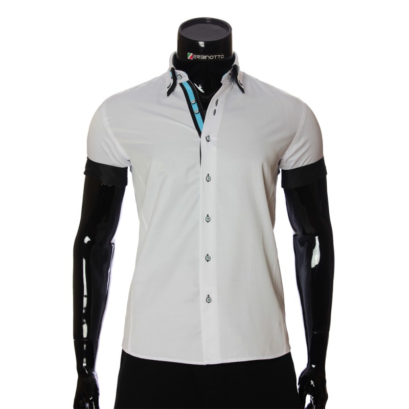 Men`s Slim Fit plain shirt with short sleeve MM 919-5