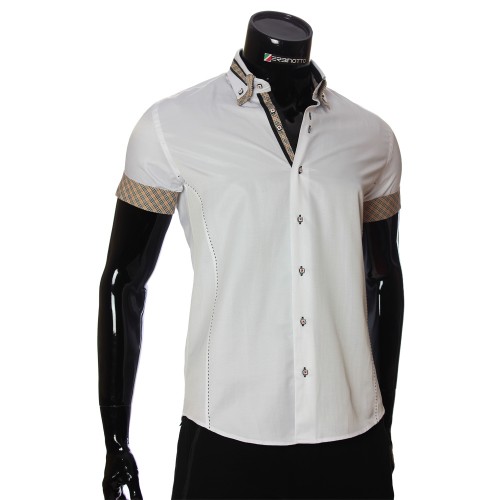 Men`s Slim Fit plain shirt with short sleeve MM 923-2
