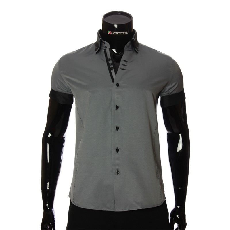 Men`s Slim Fit plain shirt with short sleeve MM 925-5