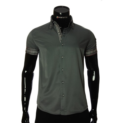 Men`s Slim Fit plain shirt with short sleeve MM 925-6