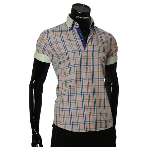 Men`s Slim Fit plaid shirt with short sleeve MM 925-9