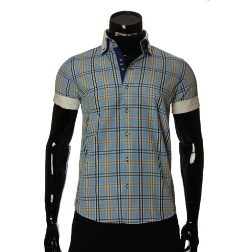 Men`s Slim Fit plaid shirt with short sleeve MM 925-4