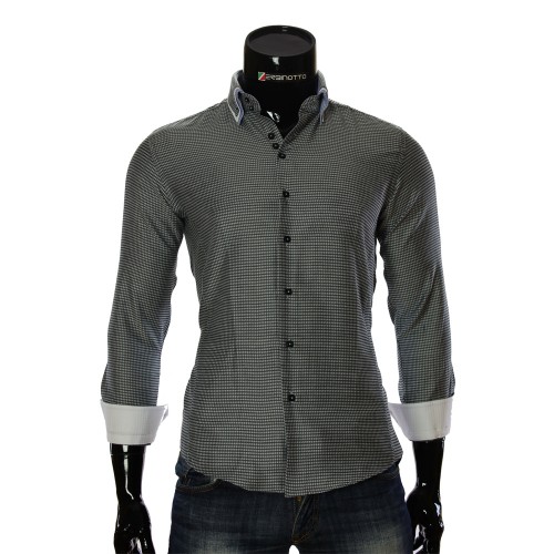 Мужская приталенная рубашка в узор MM 1967-3