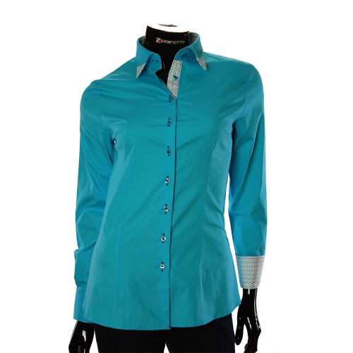 Stretch Cotton Turquoise Shirt LF 0011-2