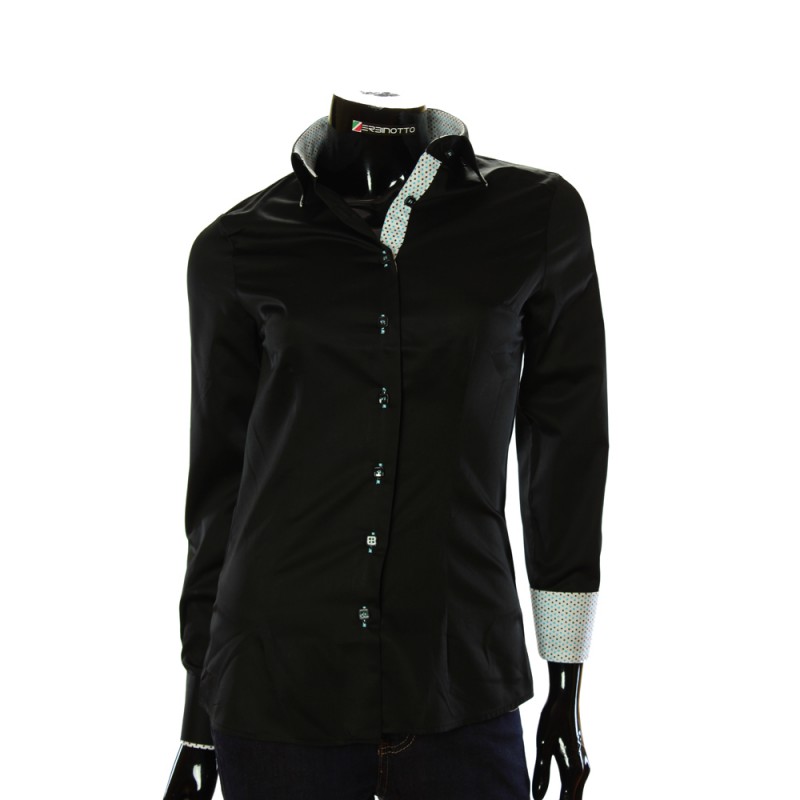Женская однотонная приталенная рубашка LF 0020-2